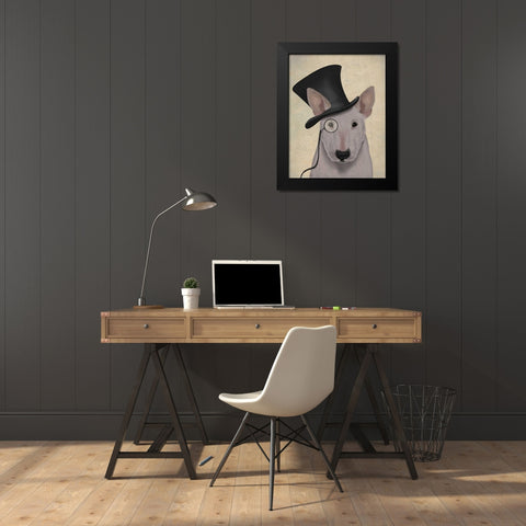 Bull Terrier, Formal Hound and Hat Black Modern Wood Framed Art Print by Fab Funky