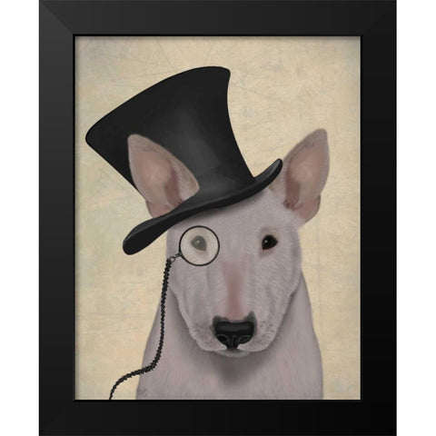 Bull Terrier, Formal Hound and Hat Black Modern Wood Framed Art Print by Fab Funky