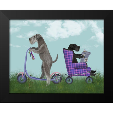 Schnauzer Scooter Black Modern Wood Framed Art Print by Fab Funky