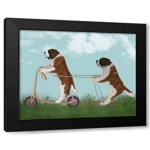 StBernard Scooter Black Modern Wood Framed Art Print with Double Matting by Fab Funky