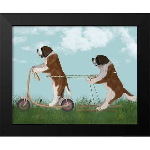 StBernard Scooter Black Modern Wood Framed Art Print by Fab Funky