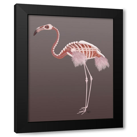 Flamingo Skeleton Black Modern Wood Framed Art Print with Double Matting by Fab Funky