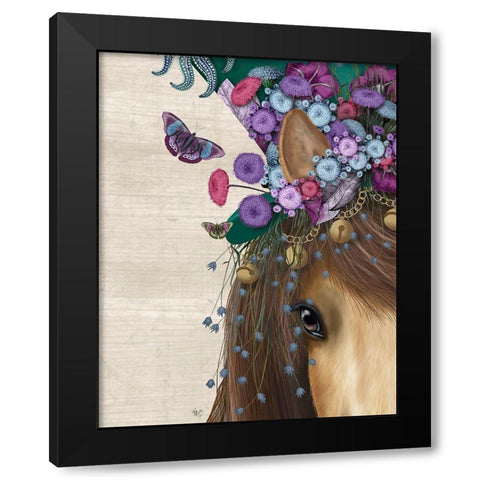 Horse Mad Hatter, Close Up Black Modern Wood Framed Art Print with Double Matting by Fab Funky