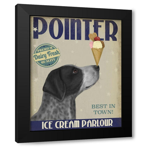 German Shorthaired Pointer Ice Cream, Black Black Modern Wood Framed Art Print with Double Matting by Fab Funky