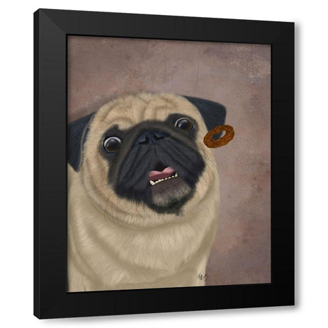 Pug, Catch 2 Black Modern Wood Framed Art Print with Double Matting by Fab Funky