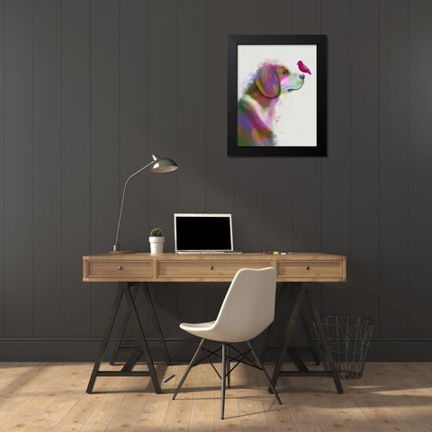 Beagle Rainbow Splash Black Modern Wood Framed Art Print by Fab Funky