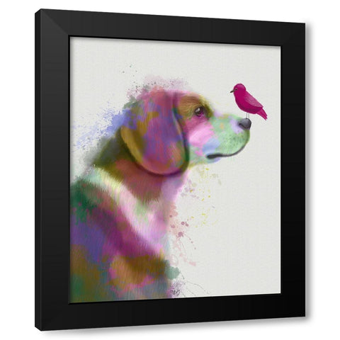 Beagle Rainbow Splash Black Modern Wood Framed Art Print by Fab Funky
