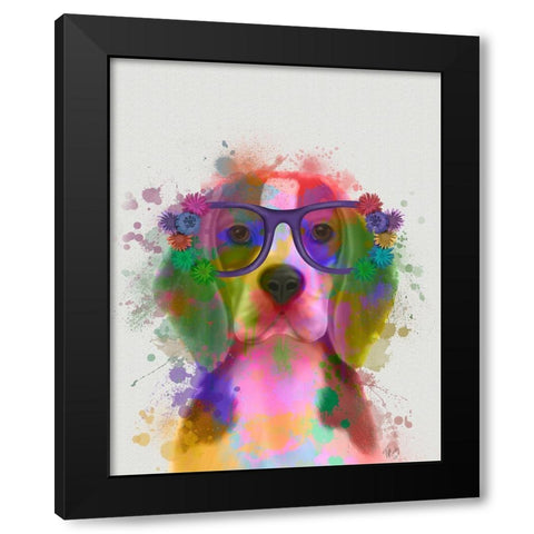 Beagle Rainbow Splash 2 Black Modern Wood Framed Art Print by Fab Funky