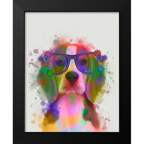 Beagle Rainbow Splash 2 Black Modern Wood Framed Art Print by Fab Funky