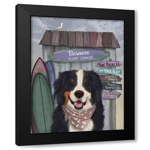 Bernese Surf Shack Black Modern Wood Framed Art Print with Double Matting by Fab Funky
