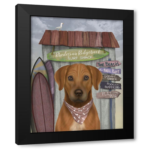 Rhodesian Ridgeback Surf Shack Black Modern Wood Framed Art Print by Fab Funky