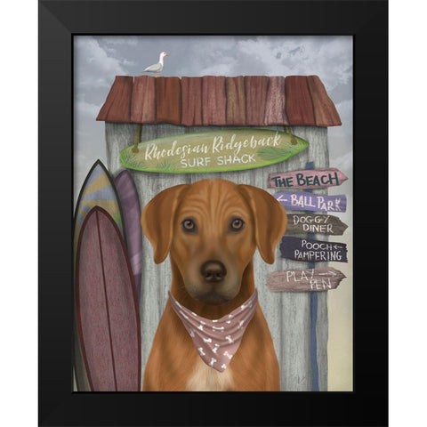 Rhodesian Ridgeback Surf Shack Black Modern Wood Framed Art Print by Fab Funky