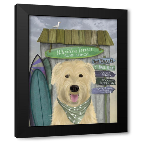 Wheaten Terrier Surf Shack Black Modern Wood Framed Art Print with Double Matting by Fab Funky