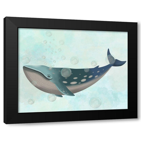 Whale Bubbles 1 Black Modern Wood Framed Art Print by Fab Funky
