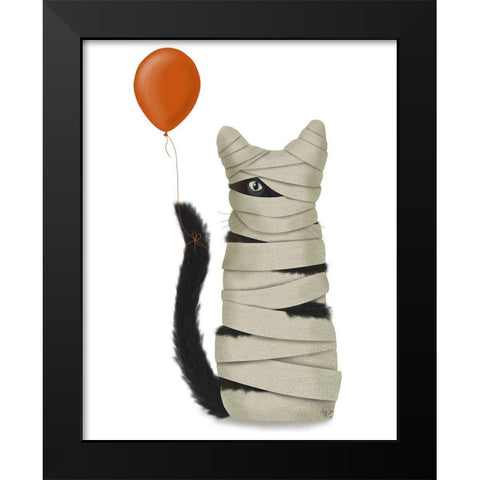 Halloween Mummy Cat Black Modern Wood Framed Art Print by Fab Funky