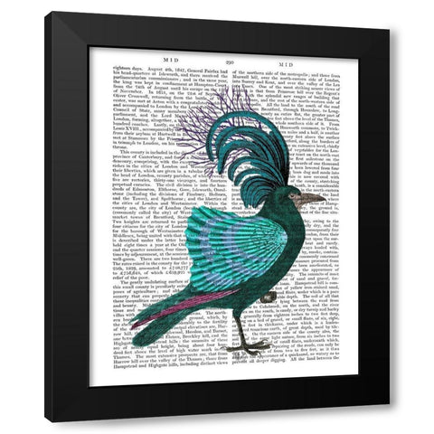 Blue Shell Bird Black Modern Wood Framed Art Print by Fab Funky