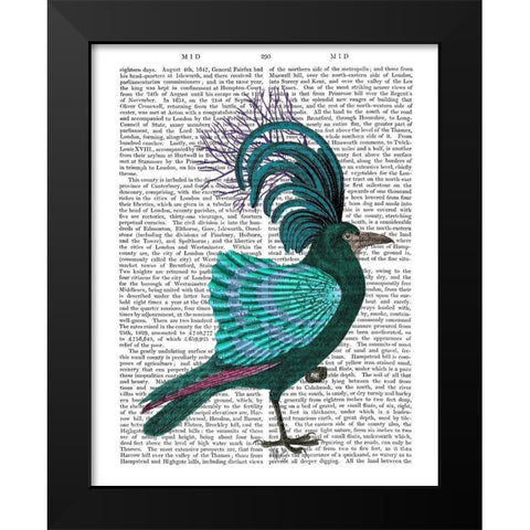Blue Shell Bird Black Modern Wood Framed Art Print by Fab Funky