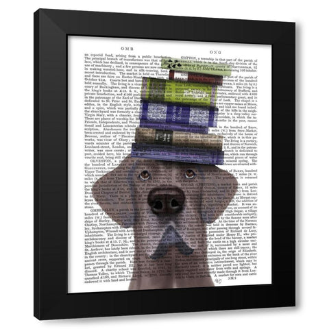 Great Dane and Books Black Modern Wood Framed Art Print with Double Matting by Fab Funky