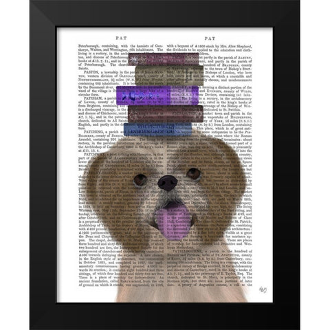 Shih Tsu and Books Black Modern Wood Framed Art Print by Fab Funky