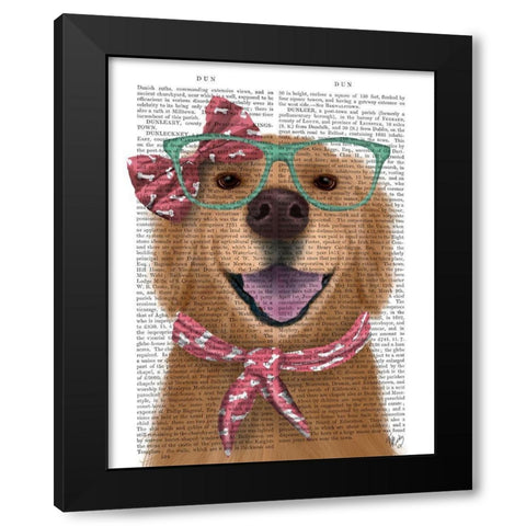 Golden Retriever, Glasses and Scarf Black Modern Wood Framed Art Print with Double Matting by Fab Funky