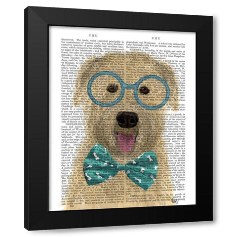 Wheaten Terrier with Glasses and Bow Tie Black Modern Wood Framed Art Print with Double Matting by Fab Funky