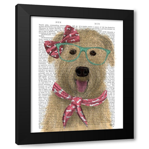 Wheaten Terrier with Glasses and Scarf Black Modern Wood Framed Art Print with Double Matting by Fab Funky