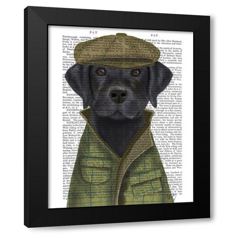 Black Labrador Country Dog Black Modern Wood Framed Art Print with Double Matting by Fab Funky