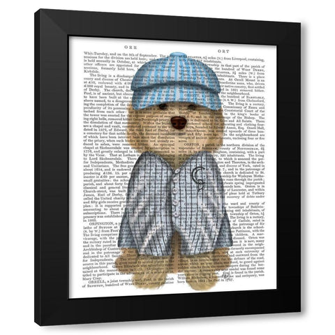 Cockerpoo Baseball Black Modern Wood Framed Art Print by Fab Funky