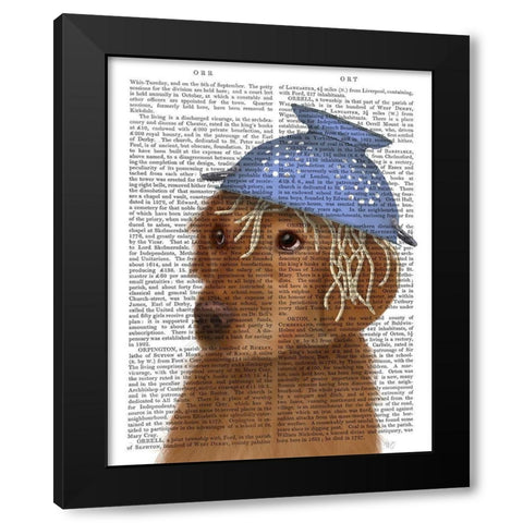 Golden Retriever and Spaghetti Black Modern Wood Framed Art Print by Fab Funky