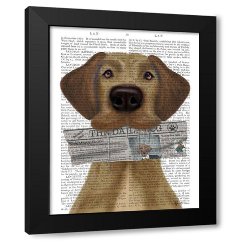 Great Dane Newspaper Black Modern Wood Framed Art Print with Double Matting by Fab Funky