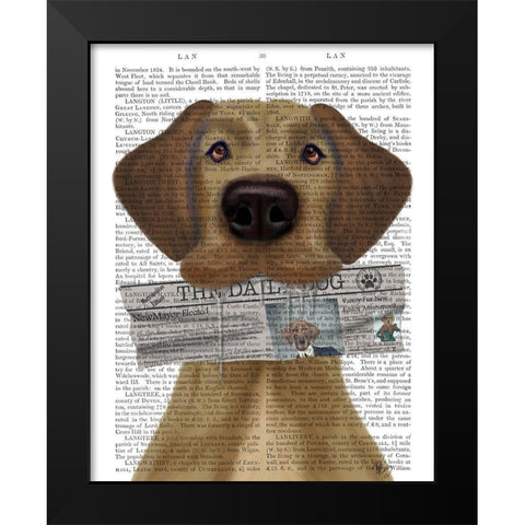 Great Dane Newspaper Black Modern Wood Framed Art Print by Fab Funky