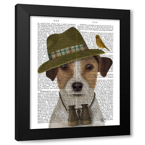 Jack Russell Bird Watcher Black Modern Wood Framed Art Print by Fab Funky