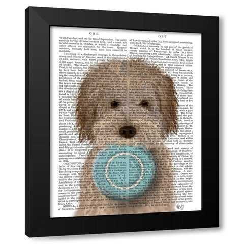 Labradoodle, Cream, Food Bowl Black Modern Wood Framed Art Print with Double Matting by Fab Funky