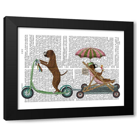 Boxer Scooter Black Modern Wood Framed Art Print with Double Matting by Fab Funky