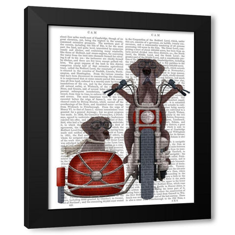 Great Dane Chopper and Sidecar Black Modern Wood Framed Art Print by Fab Funky