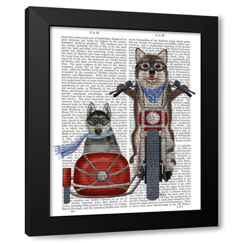 Husky Chopper and Sidecar Black Modern Wood Framed Art Print with Double Matting by Fab Funky