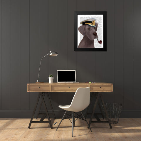 Great Dane Sea Dog Black Modern Wood Framed Art Print by Fab Funky