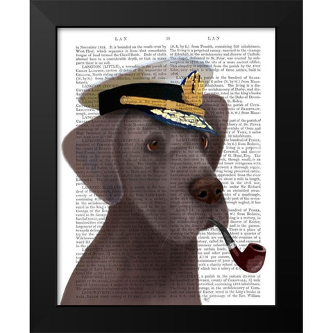 Great Dane Sea Dog Black Modern Wood Framed Art Print by Fab Funky