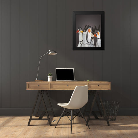 Geese Guys Black Modern Wood Framed Art Print by Fab Funky