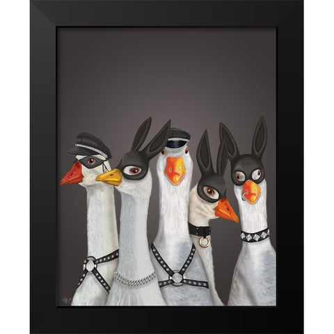 Geese Guys Black Modern Wood Framed Art Print by Fab Funky