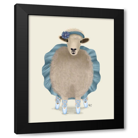 Ballet Sheep 3 Black Modern Wood Framed Art Print with Double Matting by Fab Funky