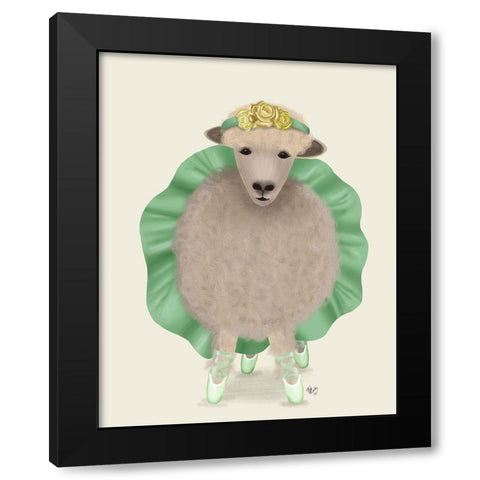 Ballet Sheep 4 Black Modern Wood Framed Art Print by Fab Funky