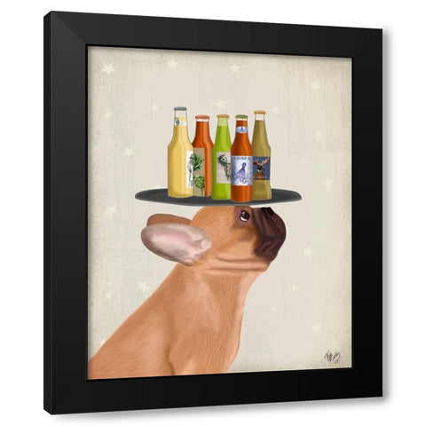 French Bulldog Beer Lover Black Modern Wood Framed Art Print by Fab Funky