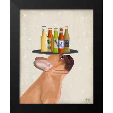 French Bulldog Beer Lover Black Modern Wood Framed Art Print by Fab Funky
