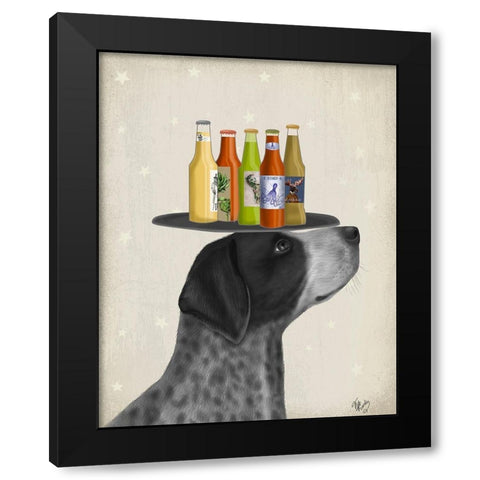 German Shorthaired Pointer Ice Cream, Black Beer Lover Black Modern Wood Framed Art Print with Double Matting by Fab Funky