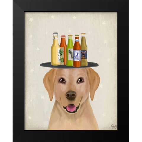 Maltese Beer Lover Black Modern Wood Framed Art Print by Fab Funky