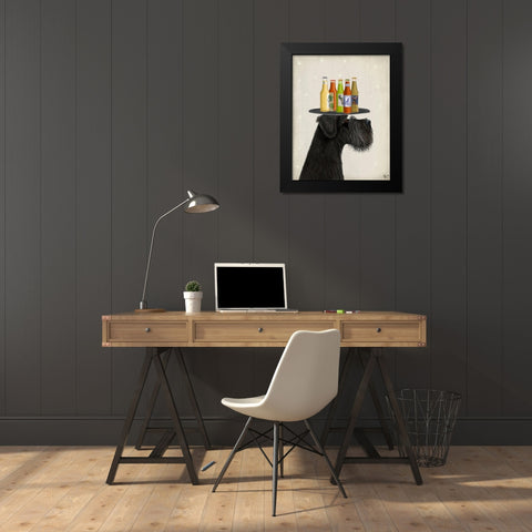 Schnauzer Black Beer Lover Black Modern Wood Framed Art Print by Fab Funky