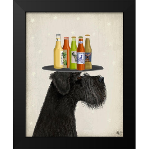 Schnauzer Black Beer Lover Black Modern Wood Framed Art Print by Fab Funky