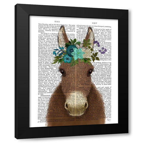 Donkey Bohemian 3 Book Print Black Modern Wood Framed Art Print with Double Matting by Fab Funky
