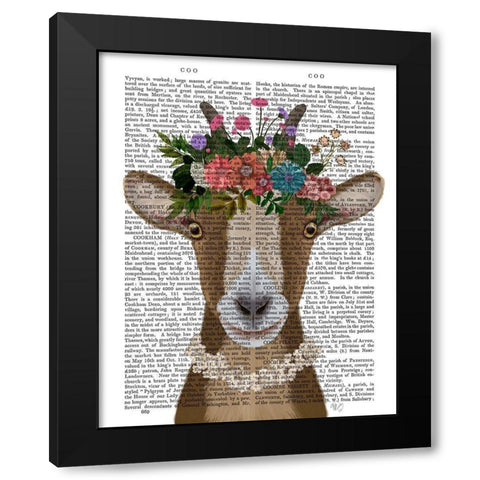 Goat Bohemian 3 Book Print Black Modern Wood Framed Art Print with Double Matting by Fab Funky